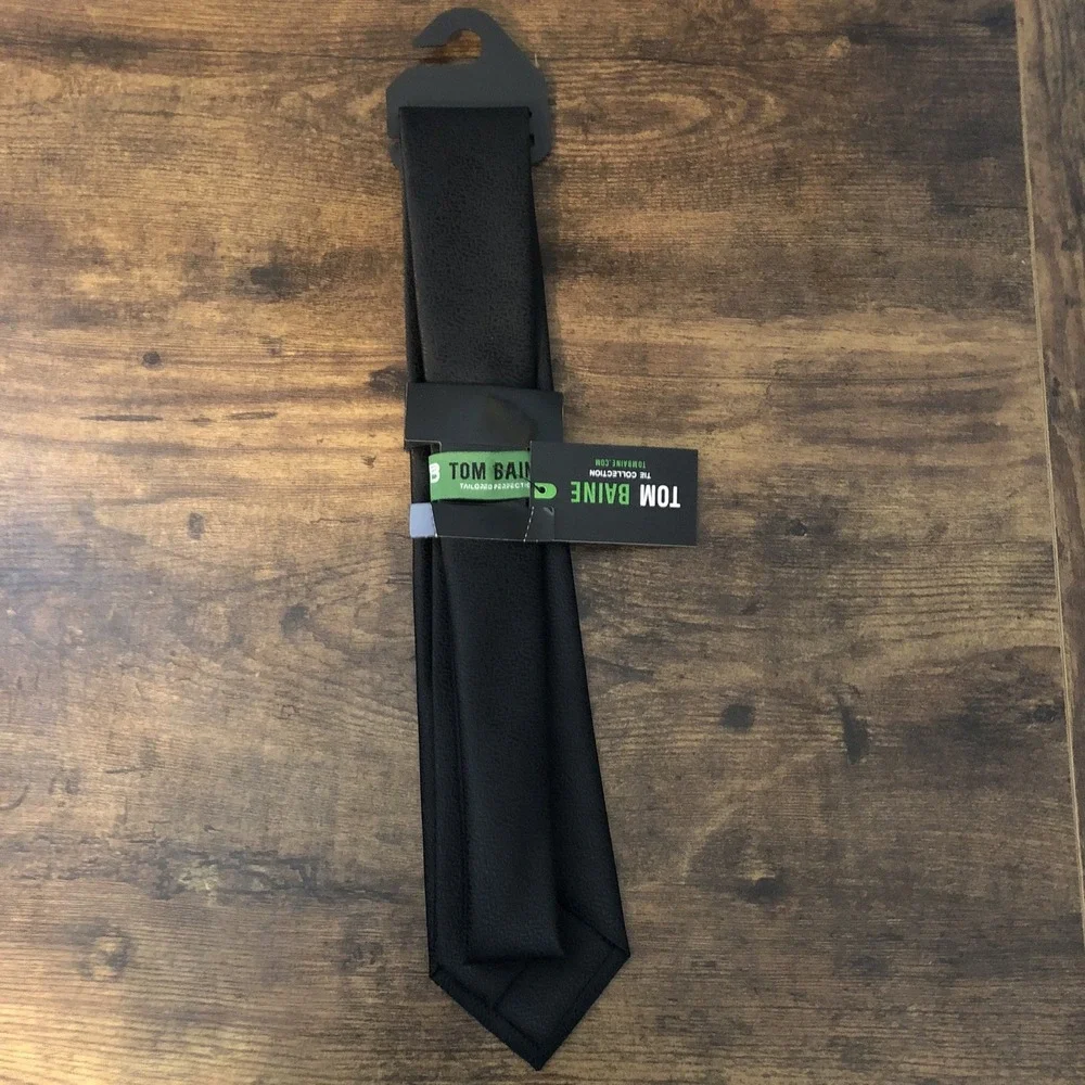 Tom Baine Mens Black Tie Tailored Perfection‎ Microfiber Career Office Formal